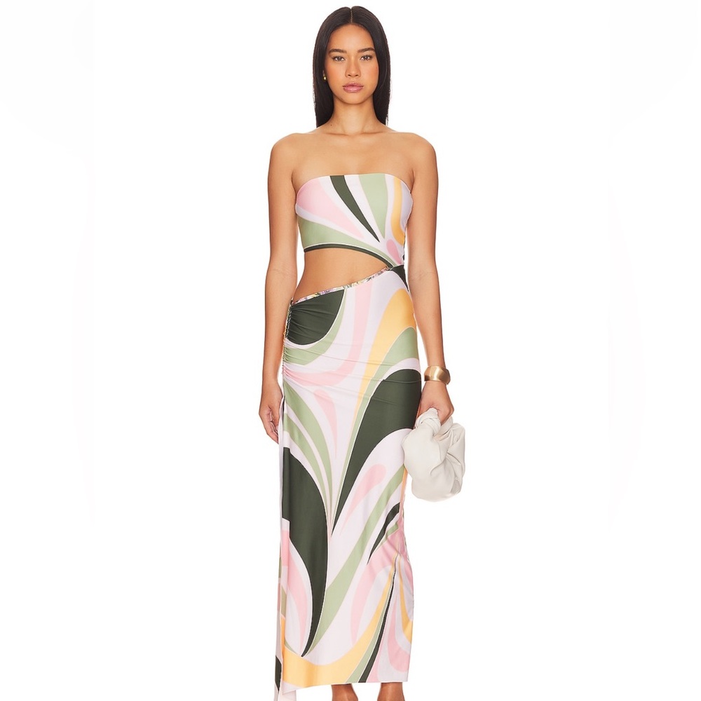 Aqua Bendita X Revolve Gwen Vitreo Midi Dress in Multi